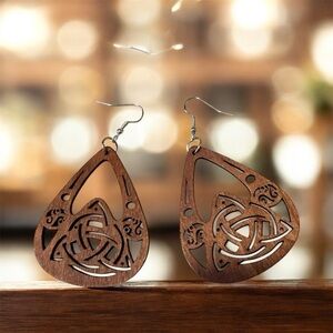 Boho Chic Wooden Celtic Knot Earrings